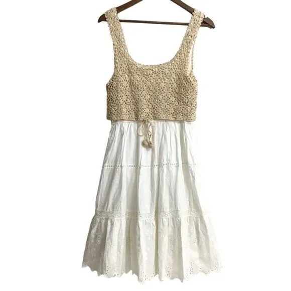 Anthropologie White Beckett Crochet Eyelet Dress Size Small - Picture 2 of 11
